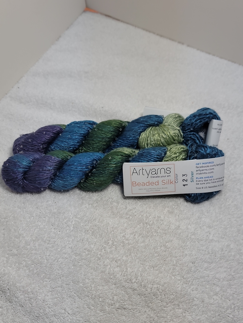 Artyarns Beaded Silk Hand-Dyed Multi-Color Yarn 2 Skeins - NWT